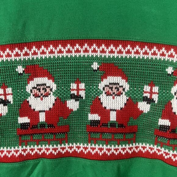 VTG Nutcracker Sweatshirt Sweater Sz XL Green Collared Knit Santa Claus 80s USA - Picture 2 of 8